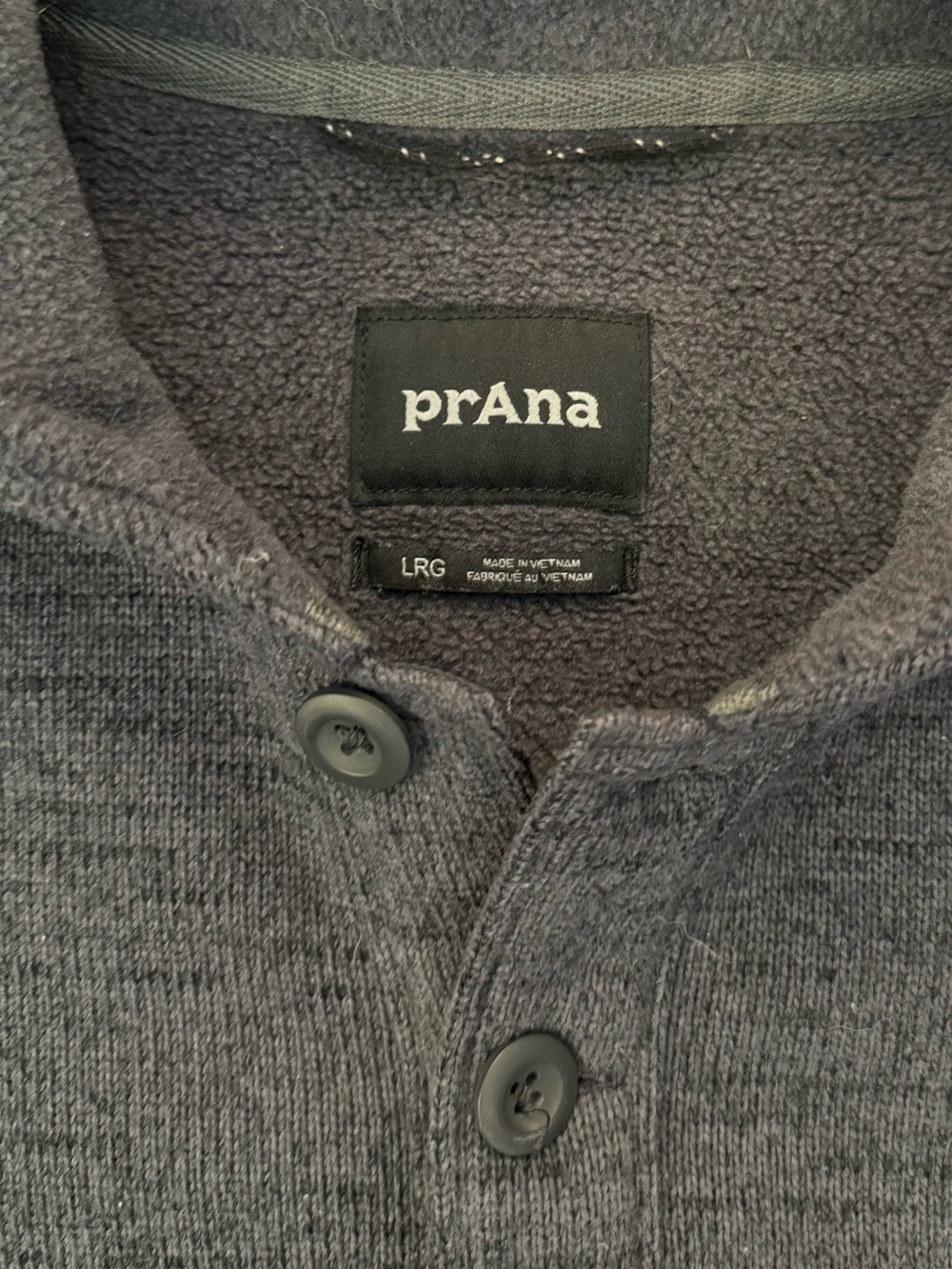 prAna Polartec Tri Thermal Threads Henley Large Charcoal Gray Pullover Outdoor - Picture 3 of 13
